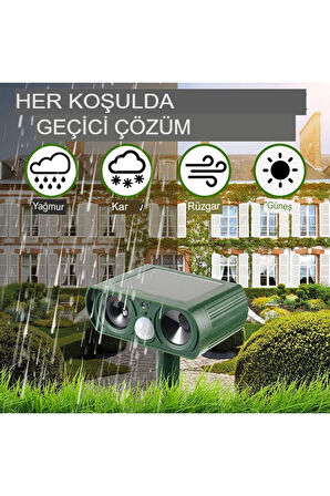 Havana Güneş Enerjili Sensörlü Hayvan Kovucu (Işıklı) – Ultrasonik Kaçırıcı | Kedi, Köpek, Domuz, Ti
