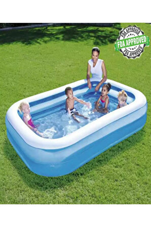 Şişme Aile Havuzu 200x146x48 cm | 452 Litre Su Kapasiteli | UV Dayanıklı Kalın PVC | Çocuklar ve Yet