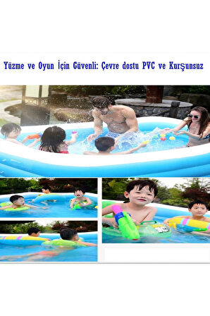 Şişme Aile Havuzu 200x146x48 cm | 452 Litre Su Kapasiteli | UV Dayanıklı Kalın PVC | Çocuklar ve Yet