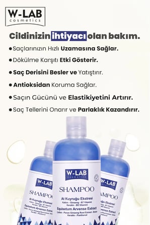 W-Lab Cosmetics Hızlı Uzamaya Yardımcı Bakım Şampuanı 400 ML