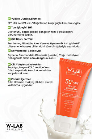 W-Lab Kozmetik Ton Up Güneş Kremi 50 Ml