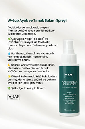 W-Lab Kozmetik Ayak ve Tırnak Bakım Spreyi 100 Ml