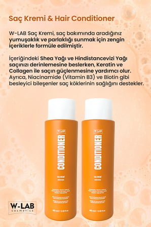 W-Lab Cosmetics Yumuşatıcı Nemlendirici Ve Besleyici Saç Kremi 400 Ml