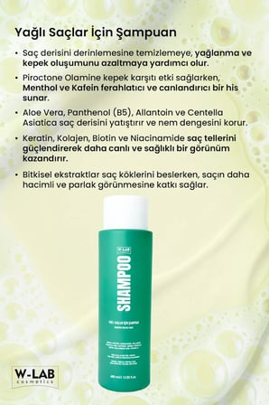 W-Lab Cosmetics Yağlı Saçlar İçin Şampuan 400 Ml