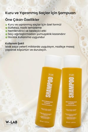 W-Lab Cosmetics Kuru Ve Yıpranmış Saçlar İçin Şampuan 400 Ml