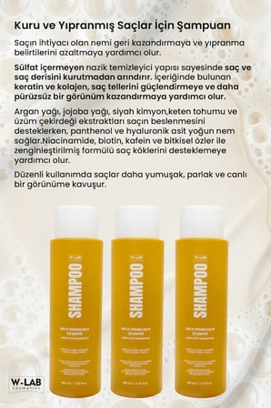 W-Lab Cosmetics Kuru Ve Yıpranmış Saçlar İçin Şampuan 400 Ml