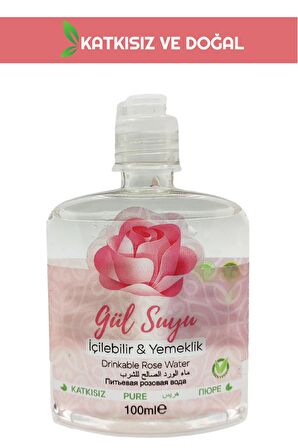 Doğal ve Katkısız Gül Suyu 100ml (İçilebilir ve Yemeklik)