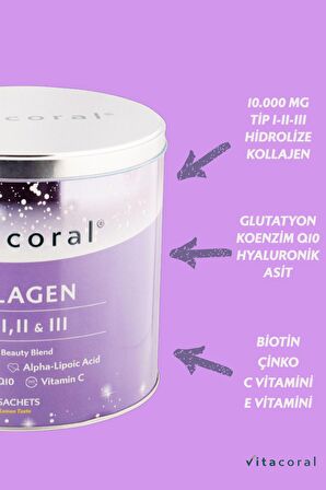 Collagen 30'lu Saşe - 10.000 Mg Kollajen Tip 1-2-3 - Cilt, Kas Ve Eklemler Için