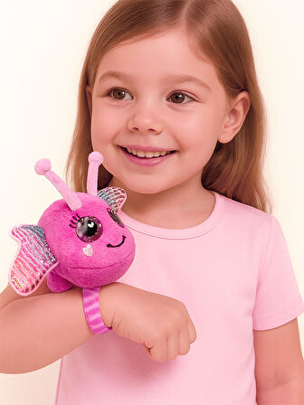 Kız Çocuk Peluş Pembe Kelebek Bileklik