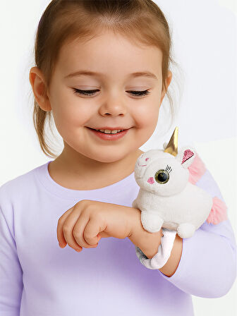 Kız Çocuk Peluş Gri Unicorn Bileklik