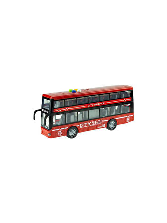 Farbu Kırmızı Çift Katlı Sesli Işıklı Sürtmeli Otobüs RJ5504