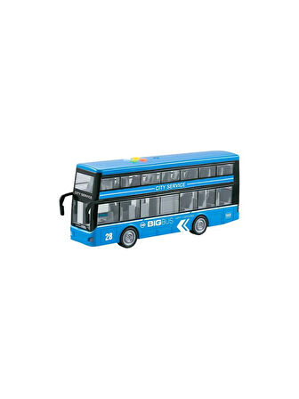 Farbu Mavi Çift Katlı Sesli Işıklı Sürtmeli Otobüs RJ5504