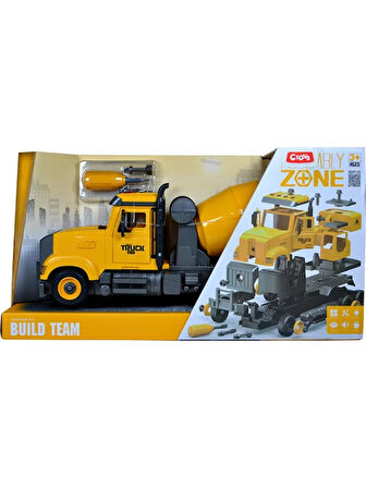 Farbu Oyuncak Sesli Işıklı Pilli Sök Tak İş Makineneleri Kamyon Beton Mikseri  YW9075C