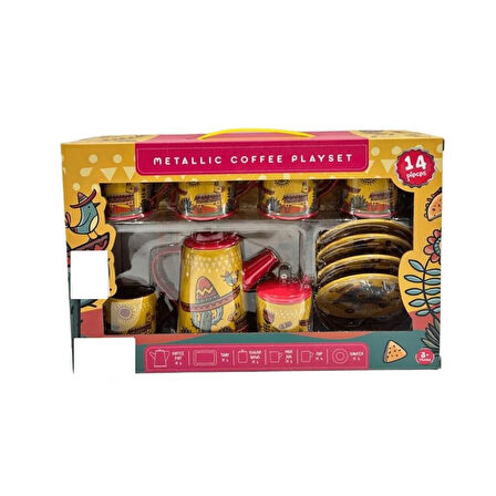 14 Parça Oyuncak Metal Çay Seti 