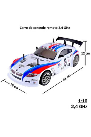Şarjlı Kumandalı 1:10 Ölçek 25KM/H Hıza Çıkabilen Oyuncak RC Full Fonksiyon Drift Yarış Arabası BEYAZ