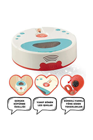 Oyuncak Pilli Işıklı Robot Süpürge