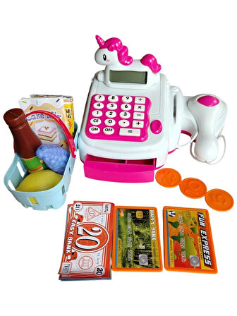 Pilli Işıklı Sesli Unicorn Oyuncak Yazar Kasa