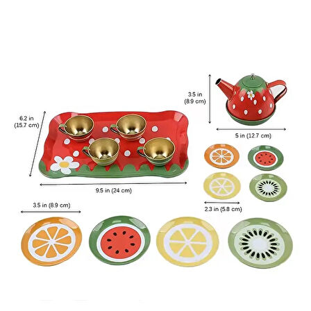 18 Parça Metal Oyuncak Çay Seti 