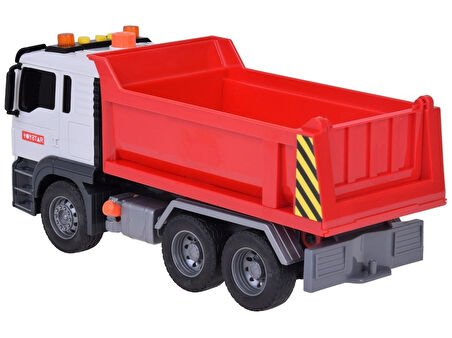 1:12 Sürtmeli Sesli Işıklı Kırmızı Damperli Oyuncak Kamyon 