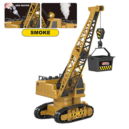 Şarjlı Işıklı Sesli Kumandalı Duman Atan 1:20 Ölçek Oyuncak Vinç 