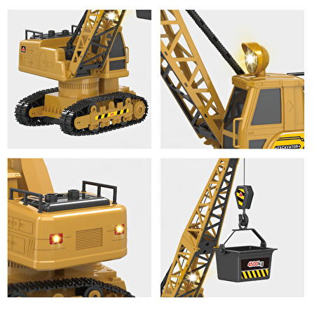 Şarjlı Işıklı Sesli Kumandalı Duman Atan 1:20 Ölçek Oyuncak Vinç 