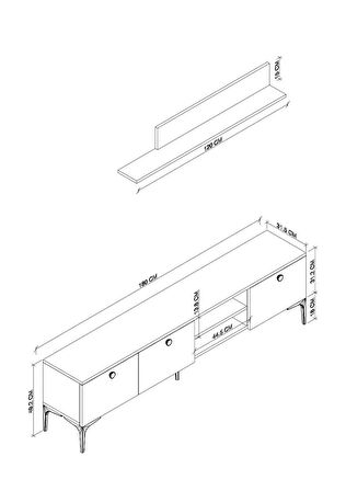 Motto Raflı Tv Ünitesi 180 cm Sepet