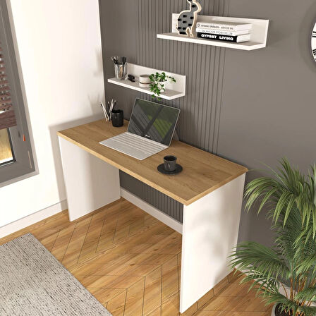 Olven Çalışma & Ofis Masası 120 cm Beyaz-Meşe