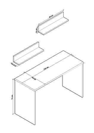 Olven Çalışma & Ofis Masası 120 cm Beyaz-Meşe