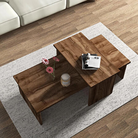 Vera 2'li Orta Sehpa , Servis Sehpası Sandık (Ceviz)