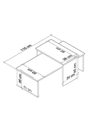 Vera 2'li Orta Sehpa , Servis Sehpası Sandık (Ceviz)