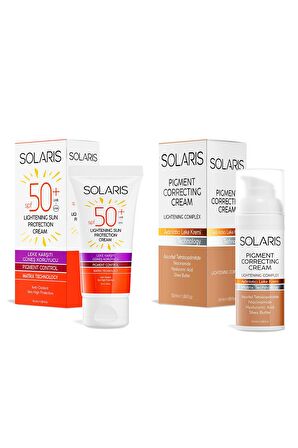 Solaris Leke Karşıtı SPF 50+ Güneş Koruyucu Krem 50 ml Ve Leke Karşıtı Aydınlatıcı Krem 50 ml