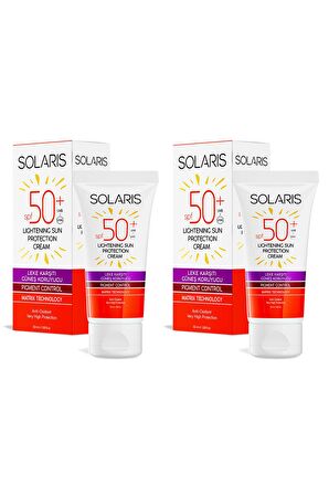 Solaris Tüm Ciltler İçin SPF 50+ Güneş Kremi Seti Leke Karşıtı ve Yaşlanma Karşıtı ve Nemlendirici Etkili x2