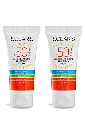 Solaris Tüm Cilt Tipleri İçin SPF 50+ Yaşlanma Karşıtı Güneş Koruyucu Krem X2