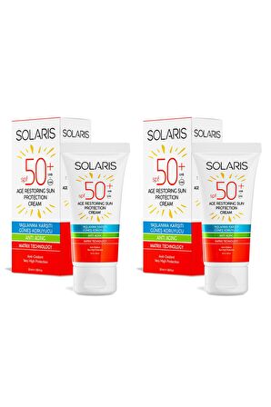 Solaris Tüm Cilt Tipleri İçin SPF 50+ Yaşlanma Karşıtı Güneş Koruyucu Krem X2