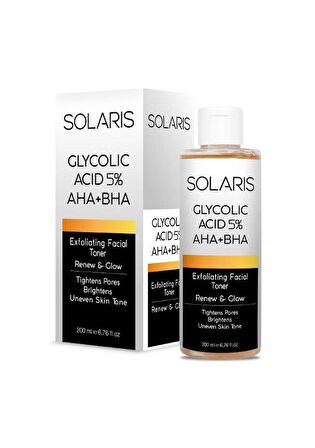 Solaris Cilt Tonu Eşitleyici Canlandırıcı Aha %10 + Bha %2 Serum (30 ml) Ve Gözenek Sıkılaştırıcı Aha + Bha Tonik 200 ml