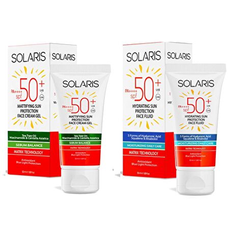 Solaris Tüm Cilt Tipleri İçin Güneş Kremi SPF 50+ (50 ml) ve Yağlı Ciltler İçin Güneş Kremi SPF 50+ (Mat)