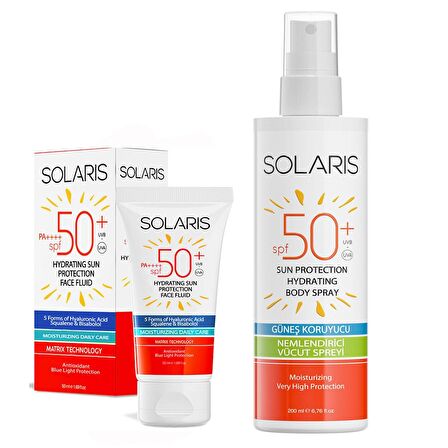 Solaris Tüm Cilt Tipleri İçin Güneş Kremi SPF 50+ (50 ml) Ve Güneş Koruyucu Krem Sprey SPF 50+ (200 ml)