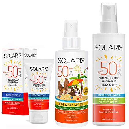 Solaris Tüm Ciltler İçin SPF 50+ Güneş Kremi ve Çocuk Güneş Kremi Sprey ve Güneş Koruyucu Krem Sprey