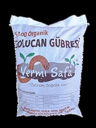 %100 Organik Vermisafa Katı Solucan Gübresi 10 KG Lamine Çuvallı