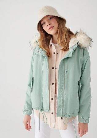 Mavi Bej Peluş Bucket Şapka 198988-34610