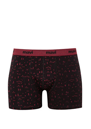 Mavi Grafik Baskılı Siyah Boxer 092631-900