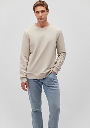 Bisiklet Yaka Bej Basic Sweatshirt 065751-35111