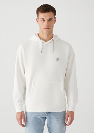 Mavi Kapüşonlu Beyaz Sweatshirt 065809-34519