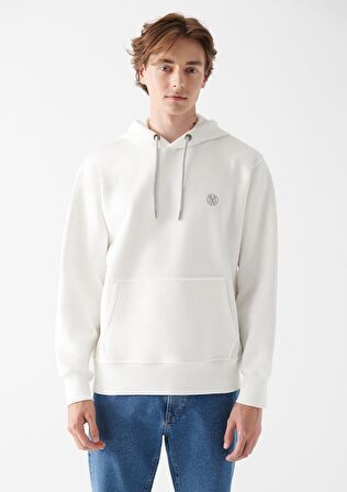 Mavi Kapüşonlu Beyaz Sweatshirt 065809-34519