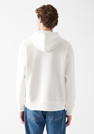 Mavi Kapüşonlu Beyaz Sweatshirt 065809-34519