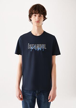 Mavi İstanbul Baskılı Lacivert Tişört 067114-34319