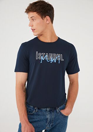Mavi İstanbul Baskılı Lacivert Tişört 067114-34319