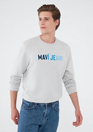 Mavi Logo Baskılı Gri Sweatshirt 067146-35010