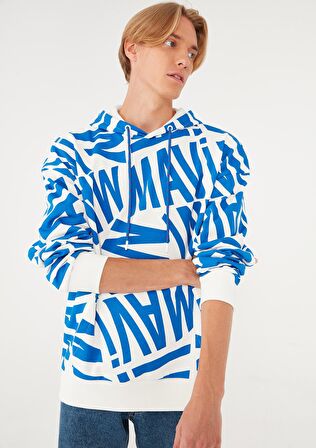 Mavi Baskılı Kapüşonlu Sweatshirt 0610121-620