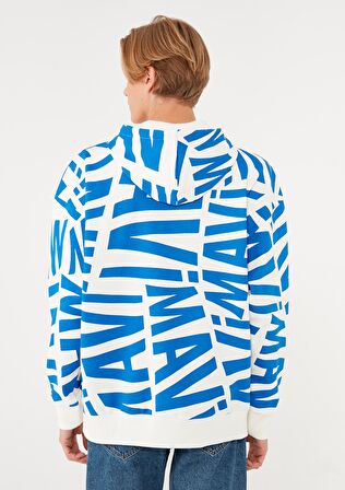 Mavi Baskılı Kapüşonlu Sweatshirt 0610121-620